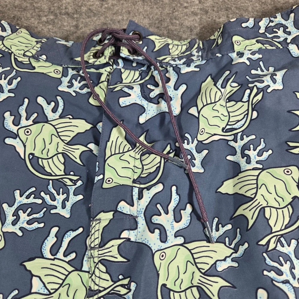 Vineyard Vines Swim Trunks Sea Life Print Blue‎ Green Mens Large Lined  Chappy